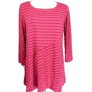Cut Loose Pink Striped Asymmetrical Top